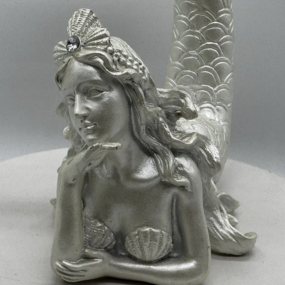 Mermaid Earring Holder Vanity Display Pearl Opalescent Nautical Fantasy Fin Tail